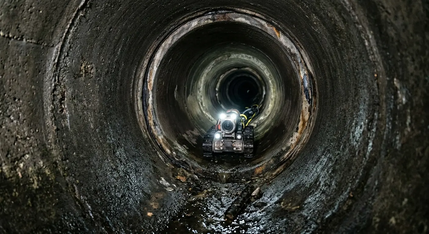 Robotic sewer camera inspecting pipe interior for Sewer Line Repair in Vernon